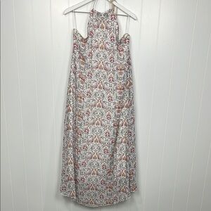 And the Why Womens Maxi Dress Gray Tan Floral Print Halter Lined 100% Poly Flowy